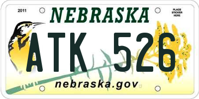 NE license plate ATK526