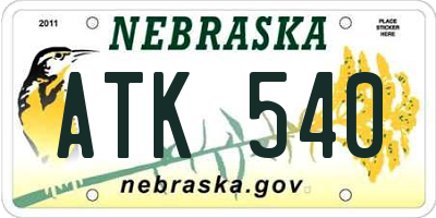 NE license plate ATK540