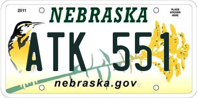 NE license plate ATK551