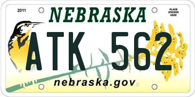 NE license plate ATK562