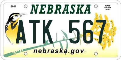 NE license plate ATK567