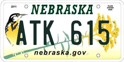NE license plate ATK615
