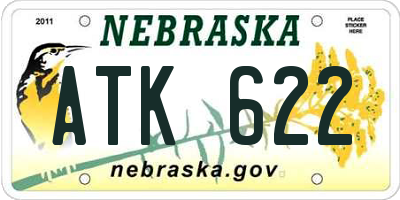 NE license plate ATK622