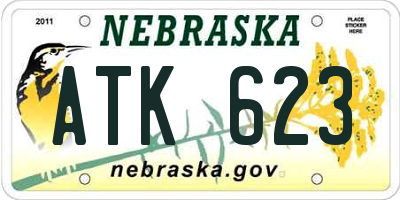 NE license plate ATK623