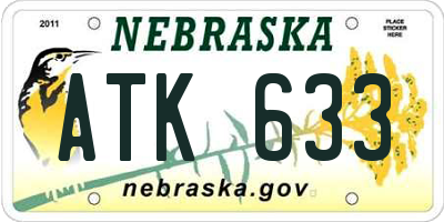 NE license plate ATK633
