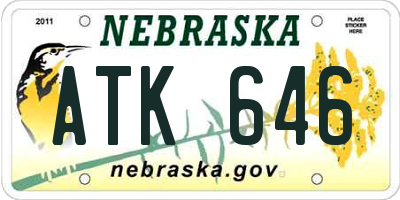 NE license plate ATK646