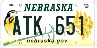 NE license plate ATK651