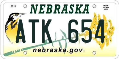 NE license plate ATK654