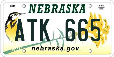 NE license plate ATK665