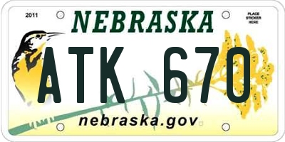 NE license plate ATK670