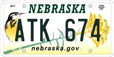 NE license plate ATK674