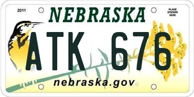 NE license plate ATK676