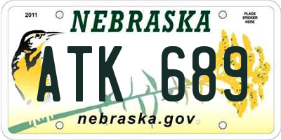 NE license plate ATK689
