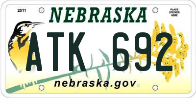NE license plate ATK692