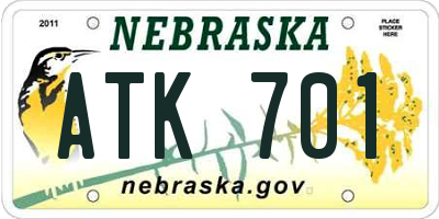 NE license plate ATK701