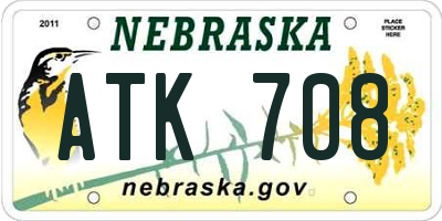 NE license plate ATK708