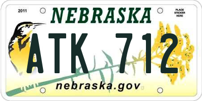 NE license plate ATK712