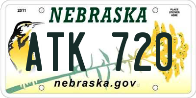 NE license plate ATK720