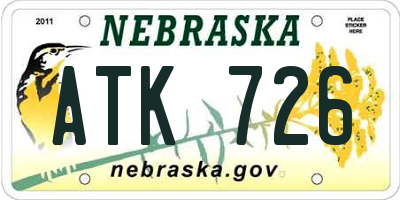 NE license plate ATK726