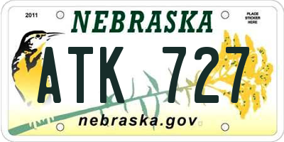 NE license plate ATK727