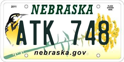 NE license plate ATK748