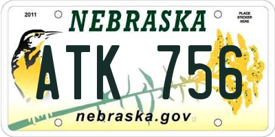 NE license plate ATK756