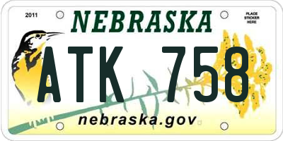 NE license plate ATK758