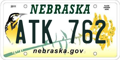 NE license plate ATK762
