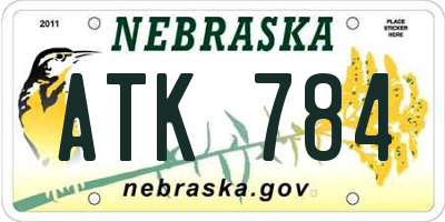 NE license plate ATK784