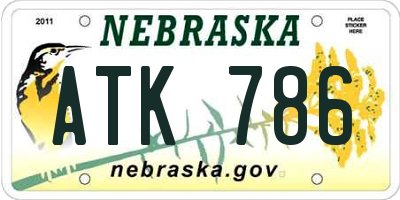 NE license plate ATK786