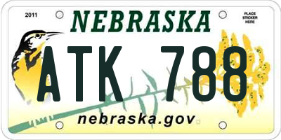 NE license plate ATK788