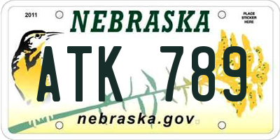 NE license plate ATK789