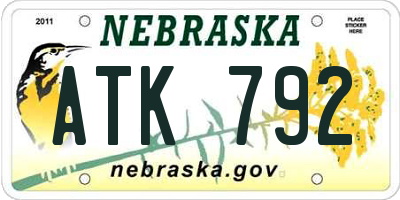 NE license plate ATK792