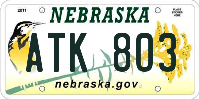 NE license plate ATK803