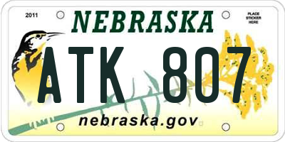 NE license plate ATK807