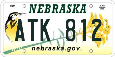 NE license plate ATK812