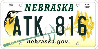 NE license plate ATK816