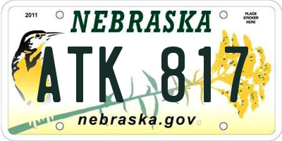 NE license plate ATK817