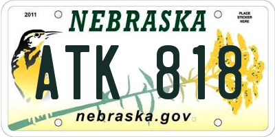 NE license plate ATK818