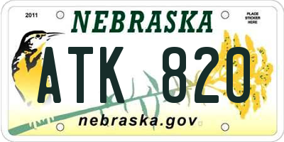 NE license plate ATK820