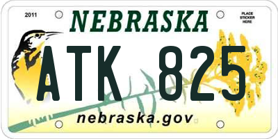 NE license plate ATK825