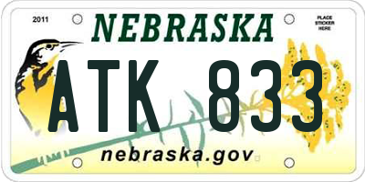 NE license plate ATK833