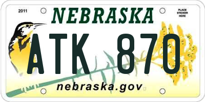 NE license plate ATK870