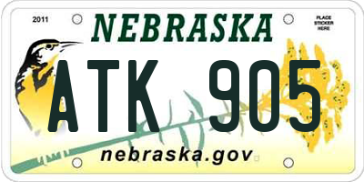 NE license plate ATK905