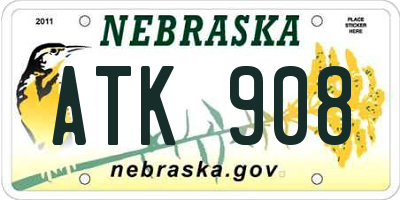 NE license plate ATK908