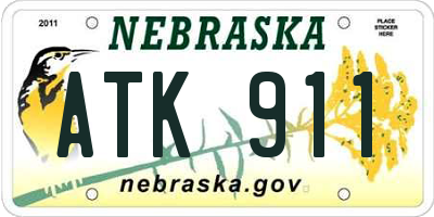 NE license plate ATK911