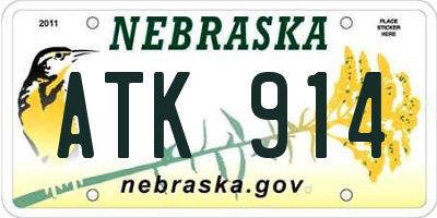 NE license plate ATK914