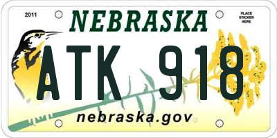 NE license plate ATK918