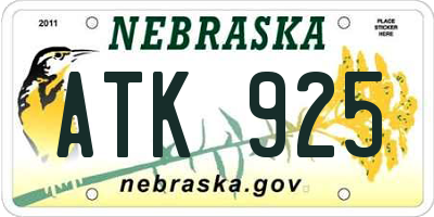 NE license plate ATK925