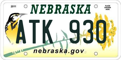 NE license plate ATK930